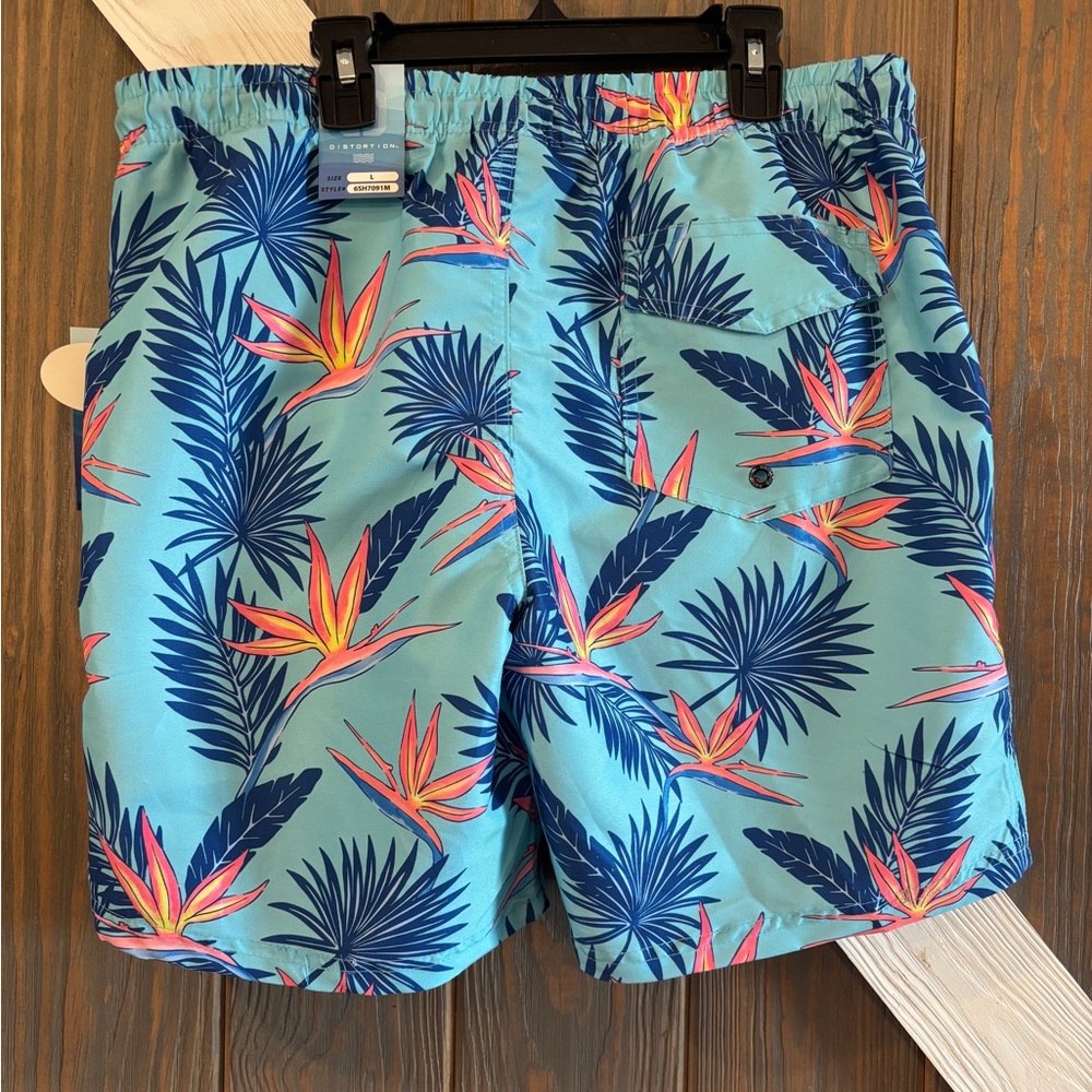 Distortion Men’s Swim Trunks With Drawstring Sz Large - Picture 2 of 4